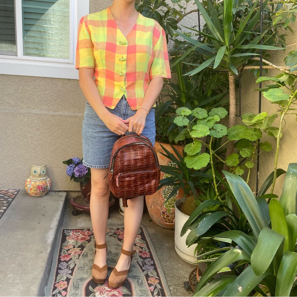 New Patricia Nash Woven Leather Backpack - Reddish Brown - Picture 8 of 16